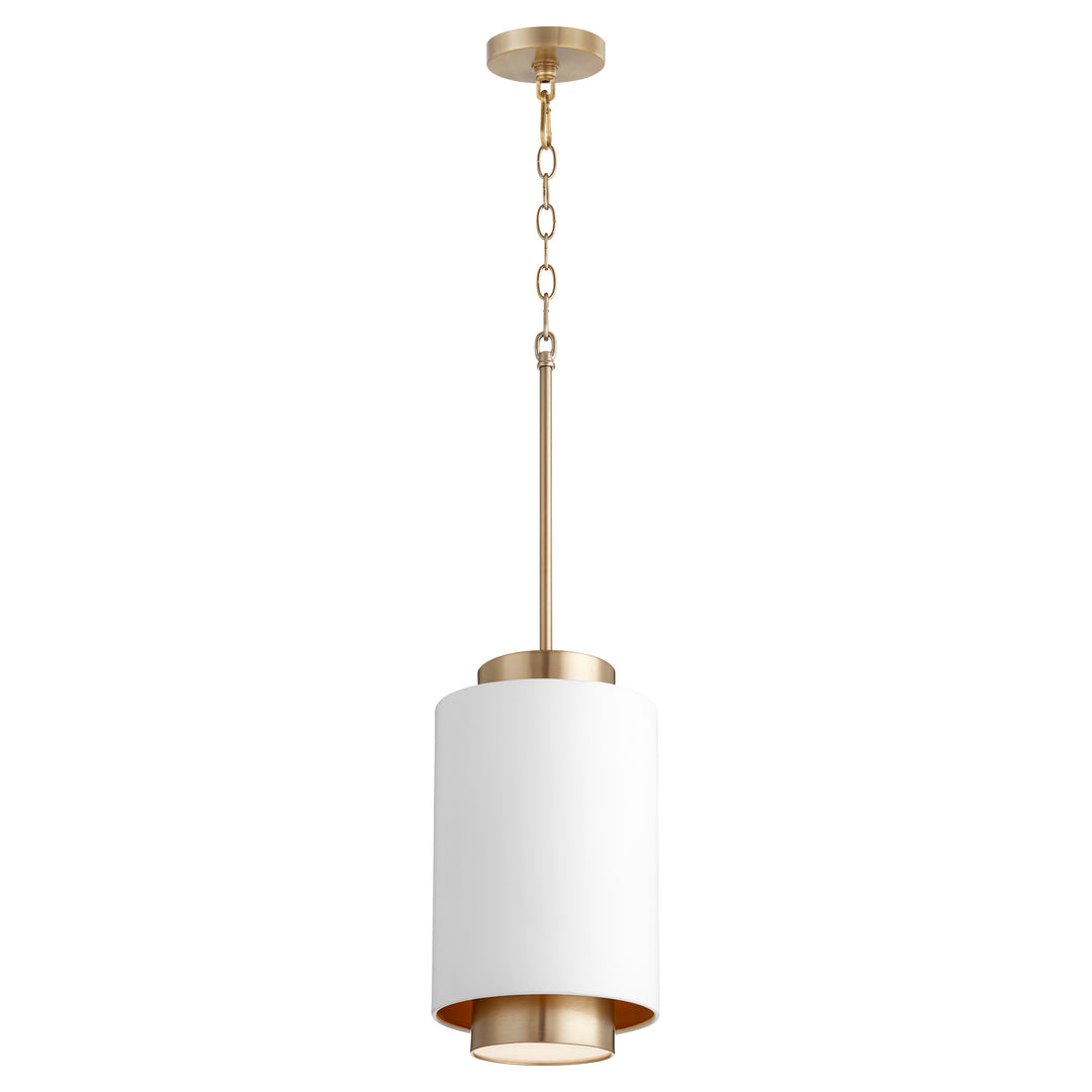 White with Aged Brass Soft Contemporary Pendant
