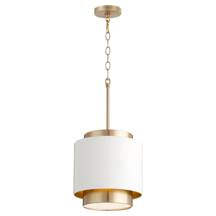 White and Aged Brass Soft Contemporary Pendant