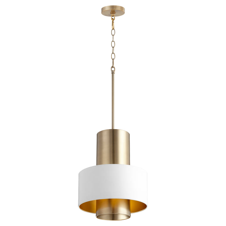 White and Aged Brass Soft Contemporary Pendant