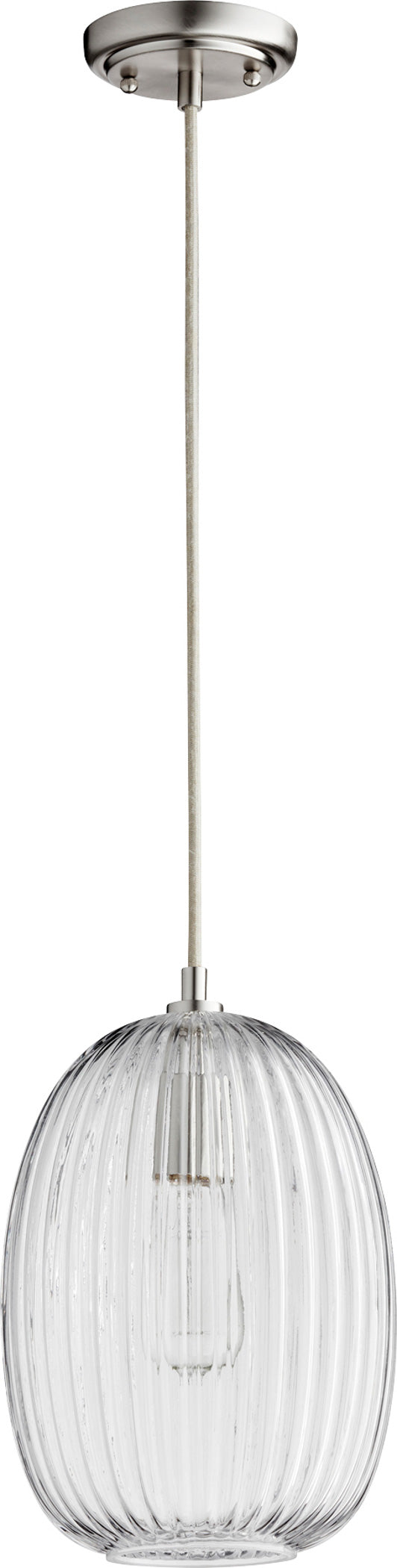 8.5" Clear Glass Pendant - Satin Nickel