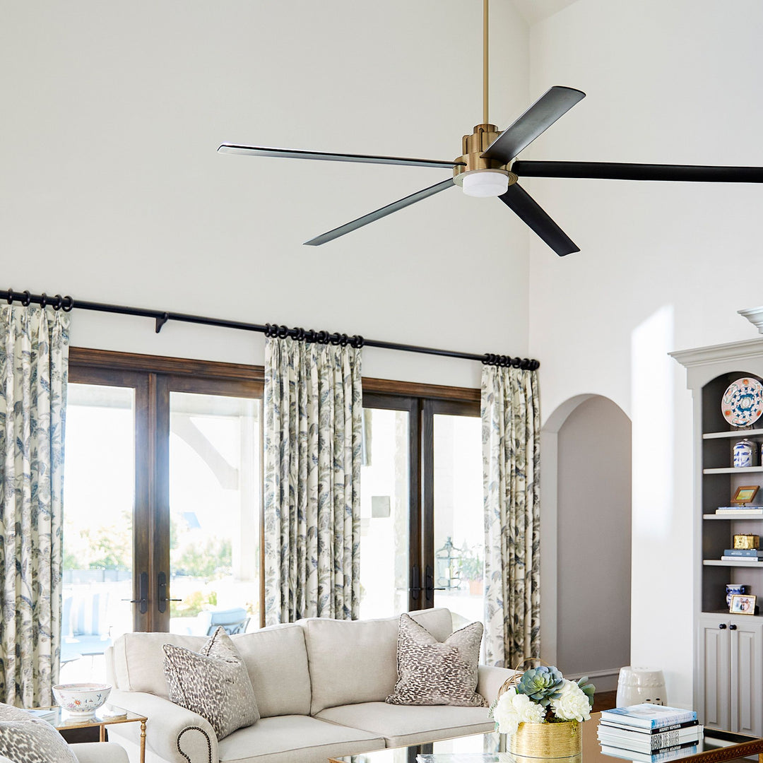 REVEL 80" Fan - Aged Brass / Matte Black
