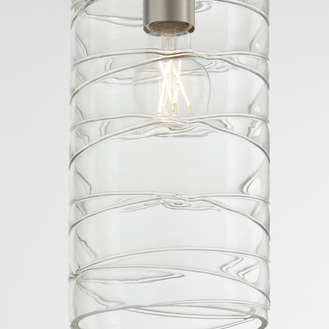 Textured Glass 6" Satin Nickel Pendant