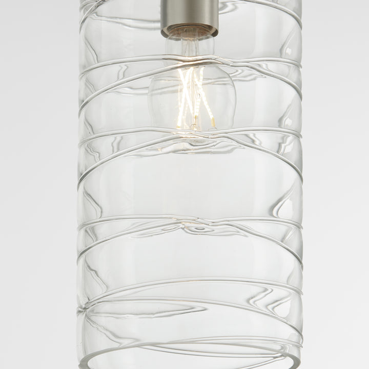 Textured Glass 6" Satin Nickel Pendant