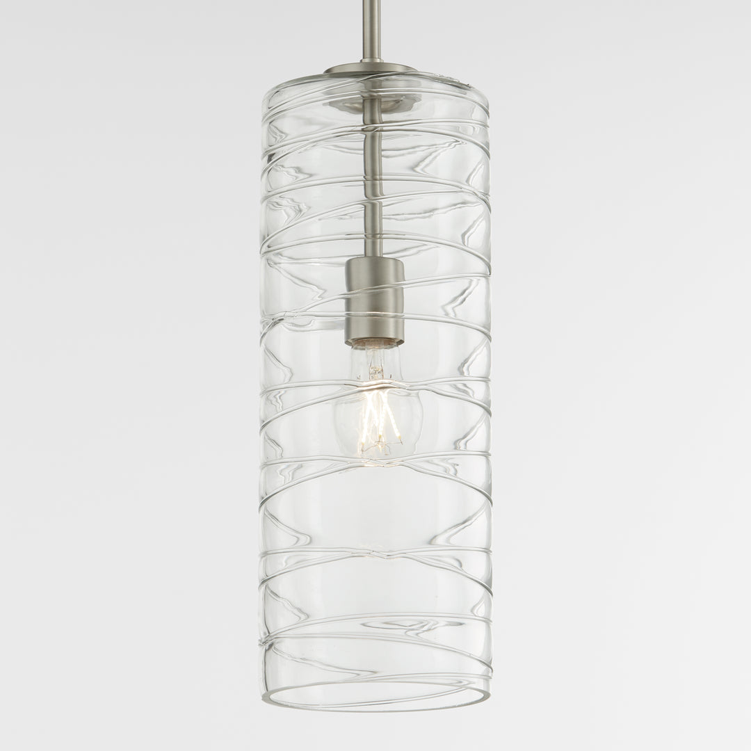 Textured Glass 6" Satin Nickel Pendant