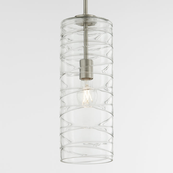 Textured Glass 6" Satin Nickel Pendant