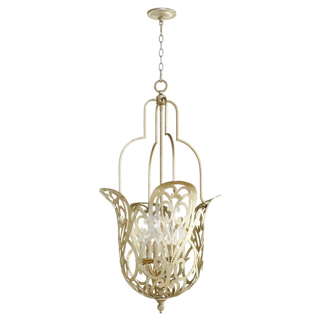 LeMONDE 6 Light Pendant - Aged Silver Leaf