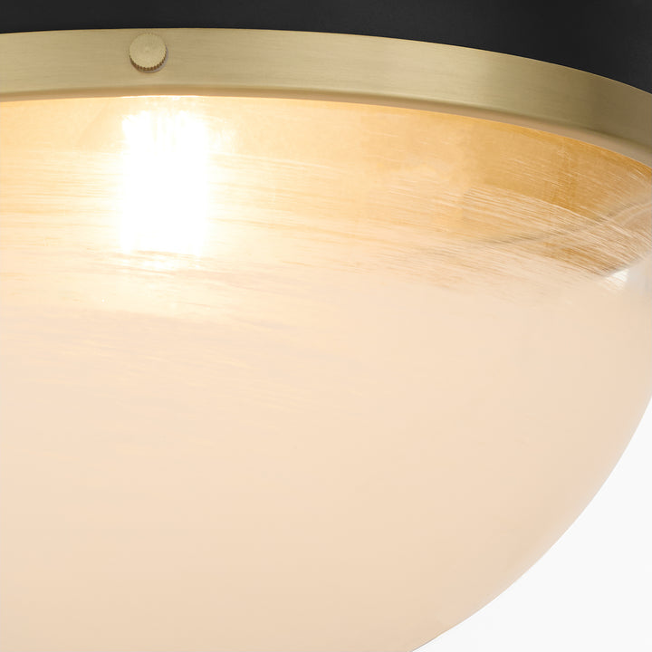 12" Milk Glass Sphere - Aged Brass