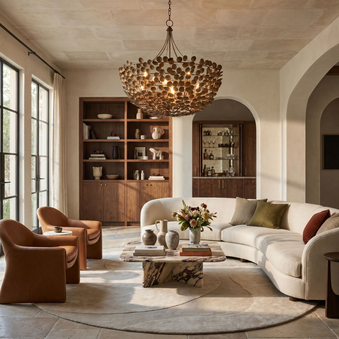 PRIVET 35" 6 Light Pendant - Natural Brass