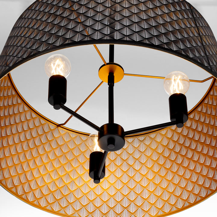 BENEDICT 24" 3 Light Pendant - Matte Black / Aged Brass
