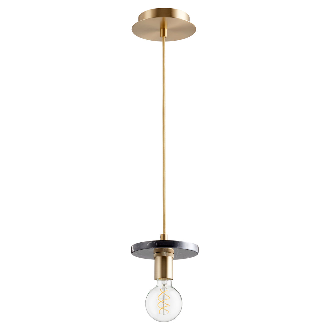 1 Light Black MARBLE Pendant - Aged Brass