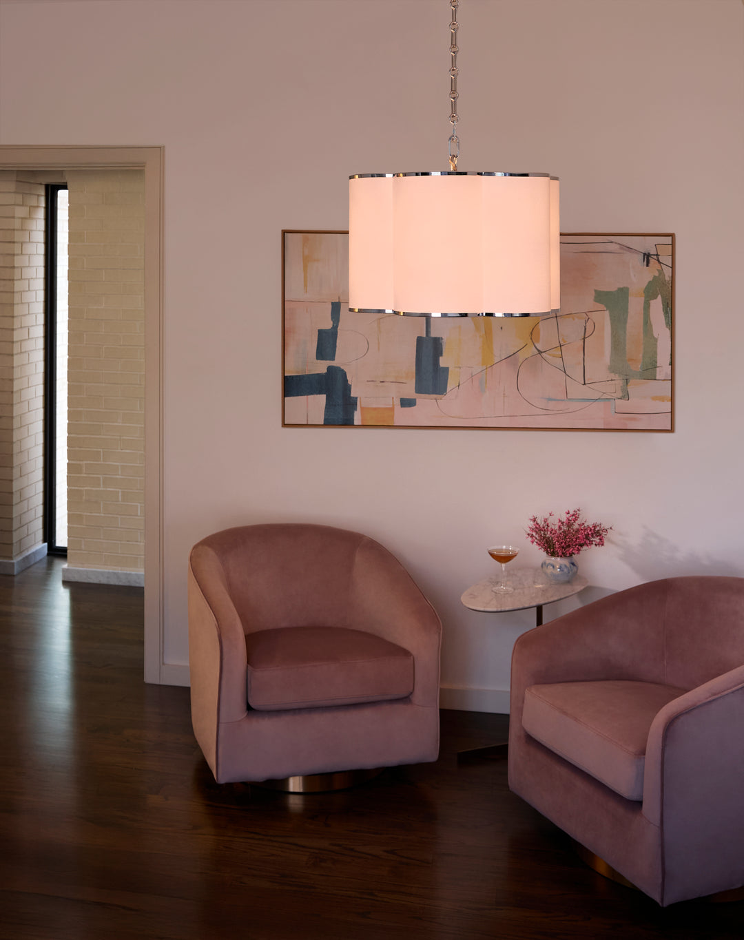 BELINDER 4-Light Fabric Pendant - Chrome