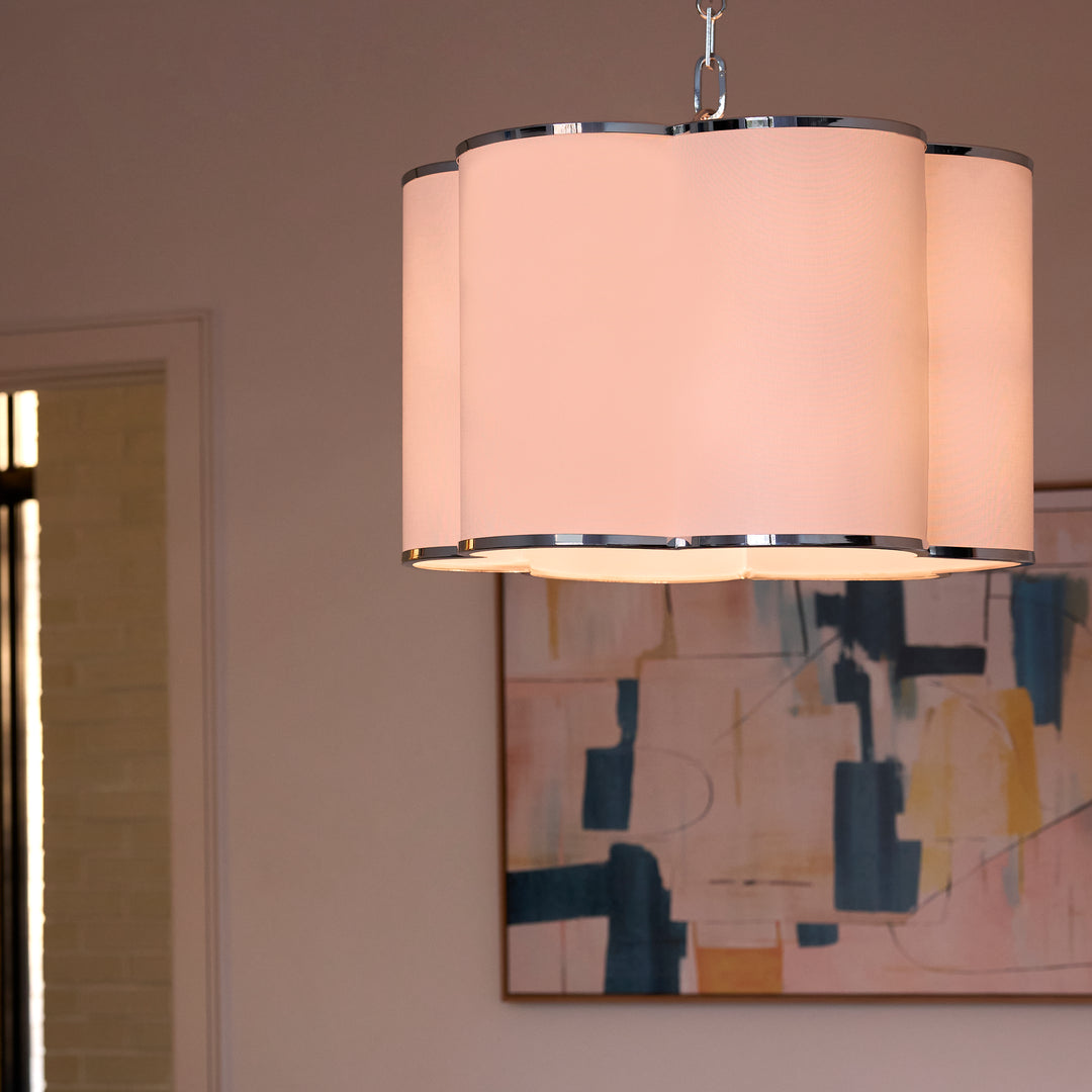 BELINDER 4-Light Fabric Pendant - Chrome