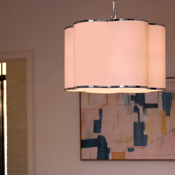 BELINDER 4-Light Fabric Pendant - Chrome