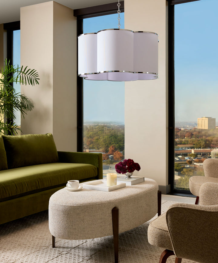 BELINDER 6-Light Fabric Pendant - Chrome