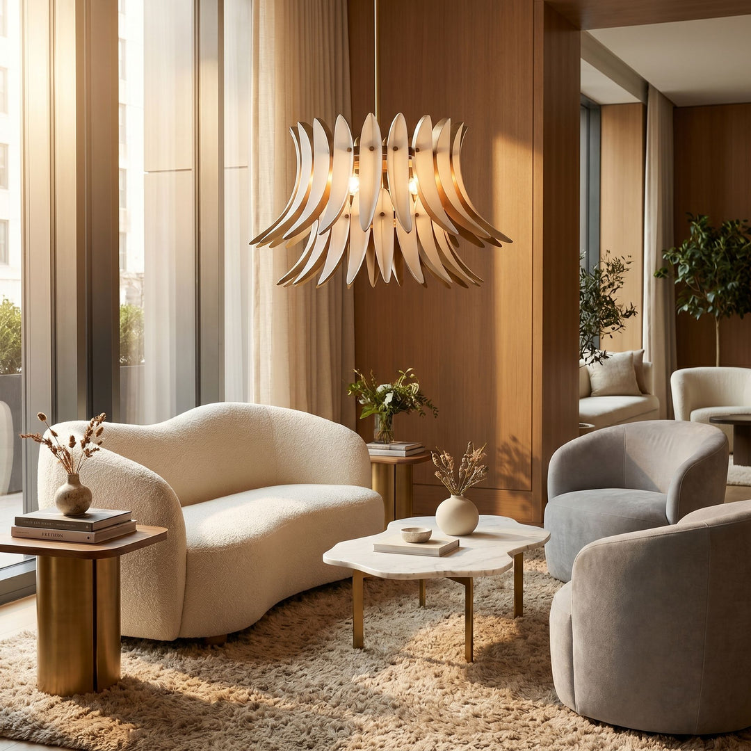 ALDRIDGE 3 Light Pendant - Brushed Brass/Studio White