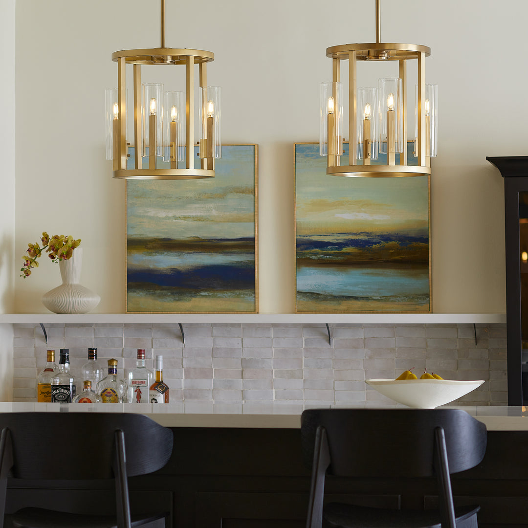 Harbin 4 Light ENTRY - Aged Brass