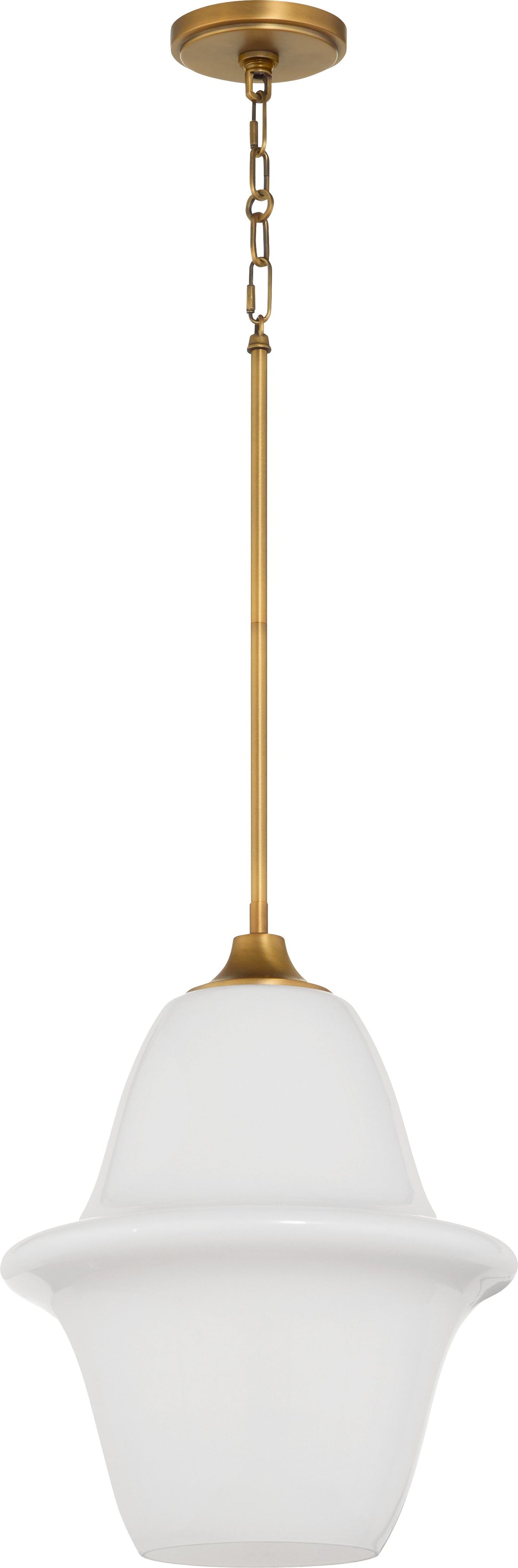 STEWART 14" Opal Pendant - Brushed Brass