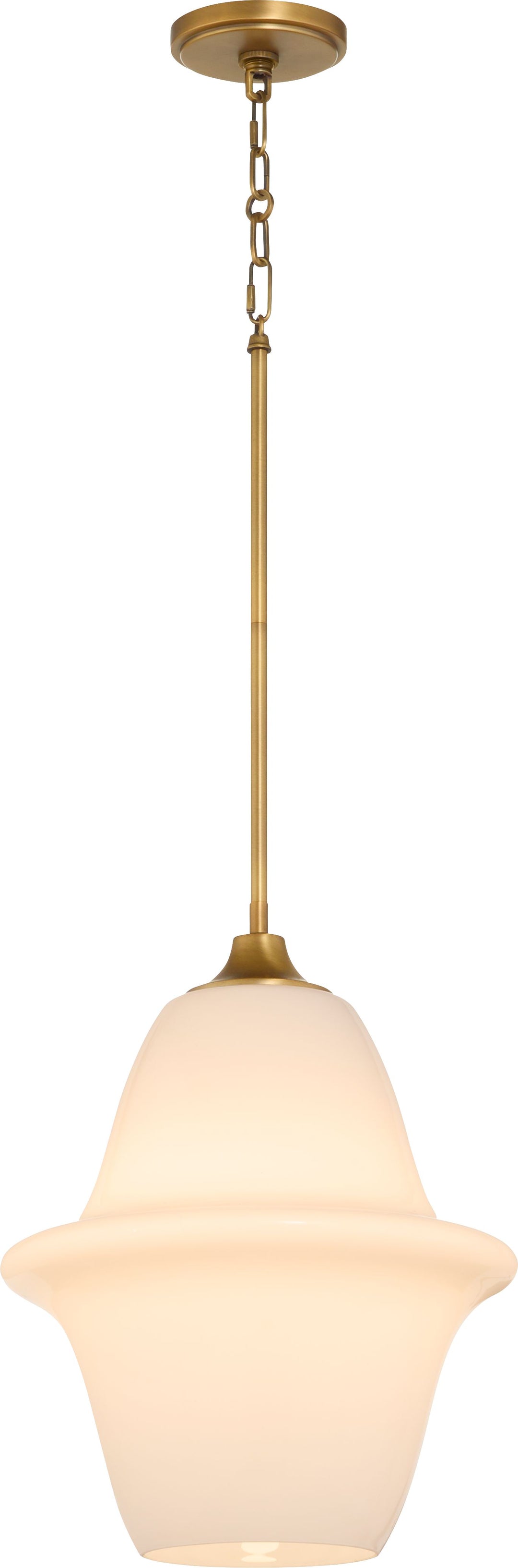 STEWART 14" Opal Pendant - Brushed Brass