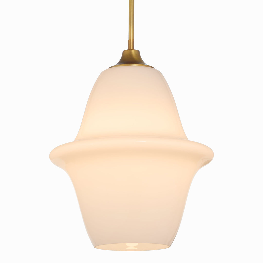 STEWART 14" Opal Pendant - Brushed Brass