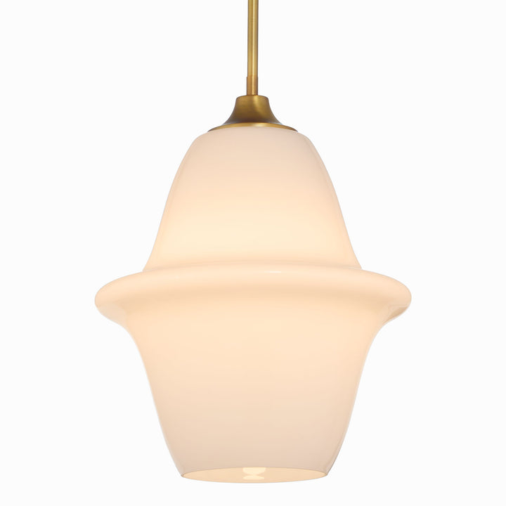 STEWART 14" Opal Pendant - Brushed Brass
