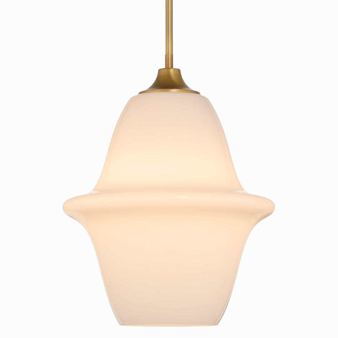 STEWART 14" Opal Pendant - Brushed Brass