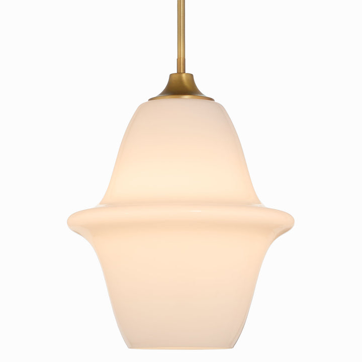 STEWART 14" Opal Pendant - Brushed Brass