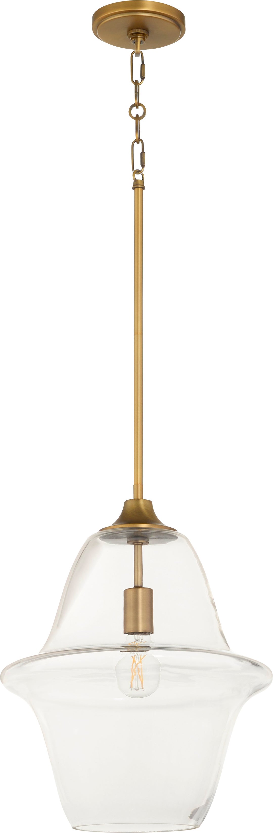 STEWART 14" Clear Pendant - Brushed Brass