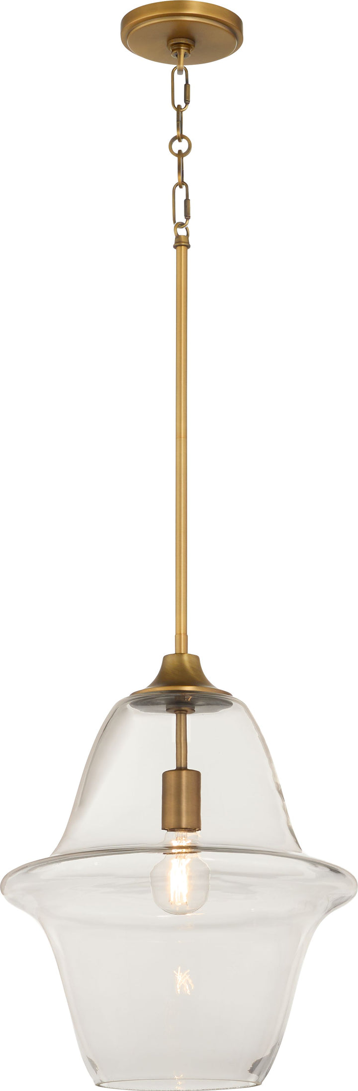 STEWART 14" Clear Pendant - Brushed Brass