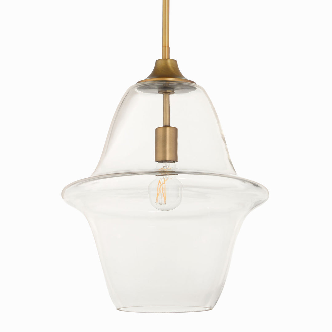 STEWART 14" Clear Pendant - Brushed Brass
