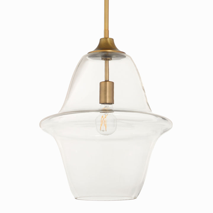 STEWART 14" Clear Pendant - Brushed Brass