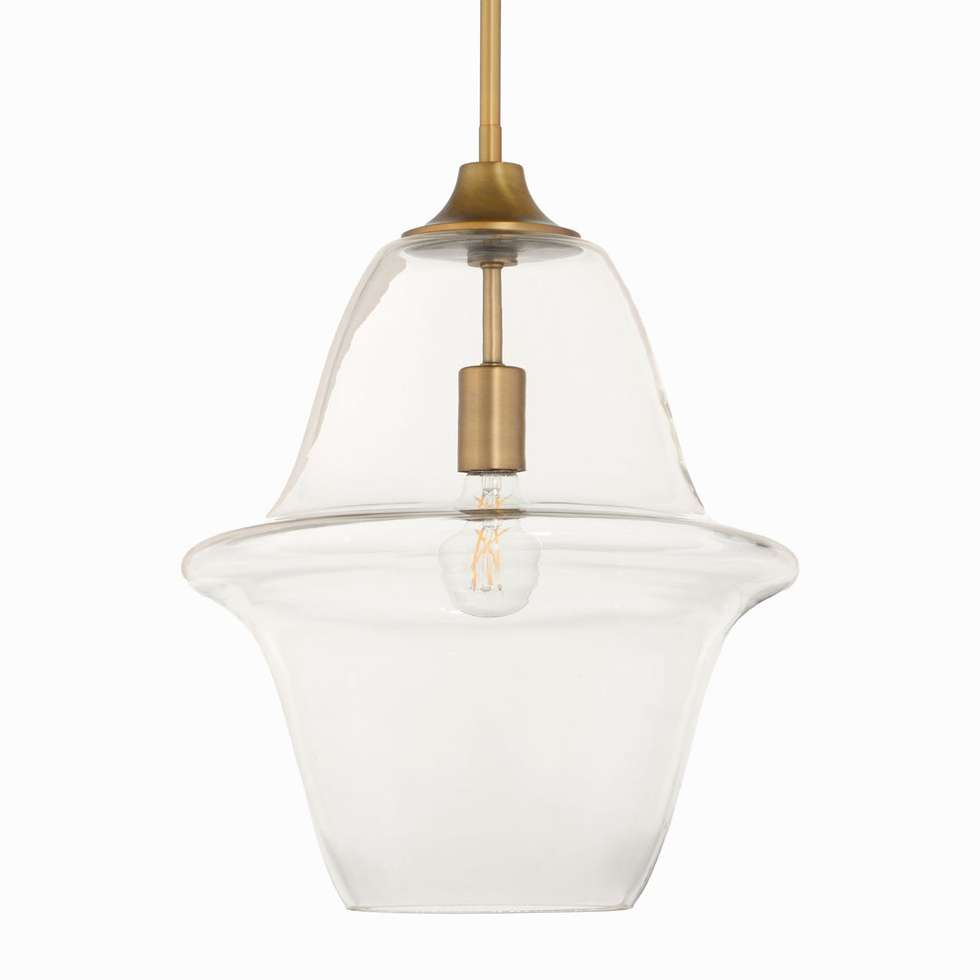 STEWART 14" Clear Pendant - Brushed Brass