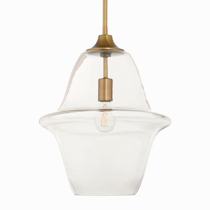 STEWART 14" Clear Pendant - Brushed Brass