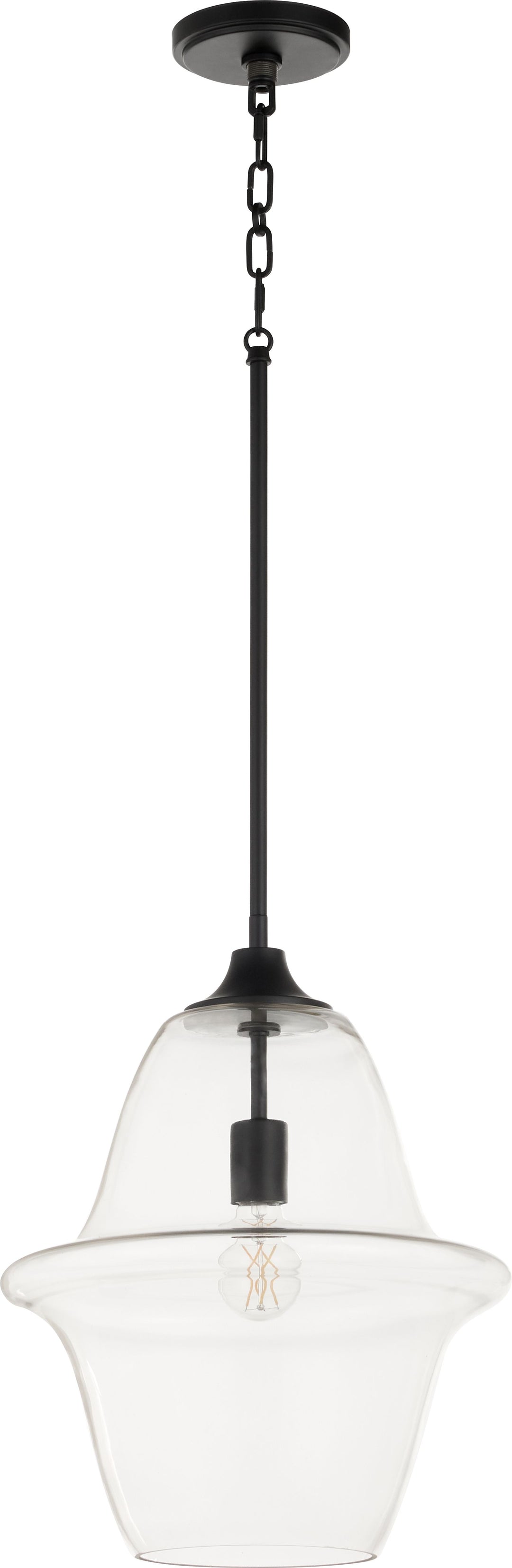 STEWART 14" Clear Pendant - Matte Black