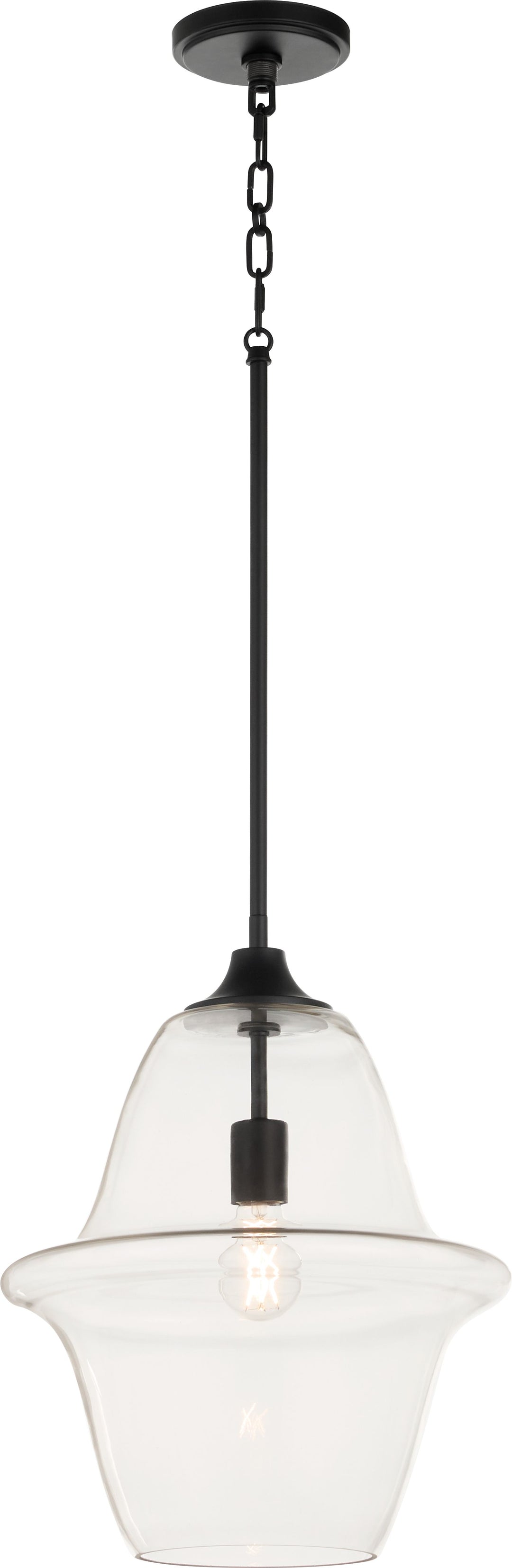 STEWART 14" Clear Pendant - Matte Black