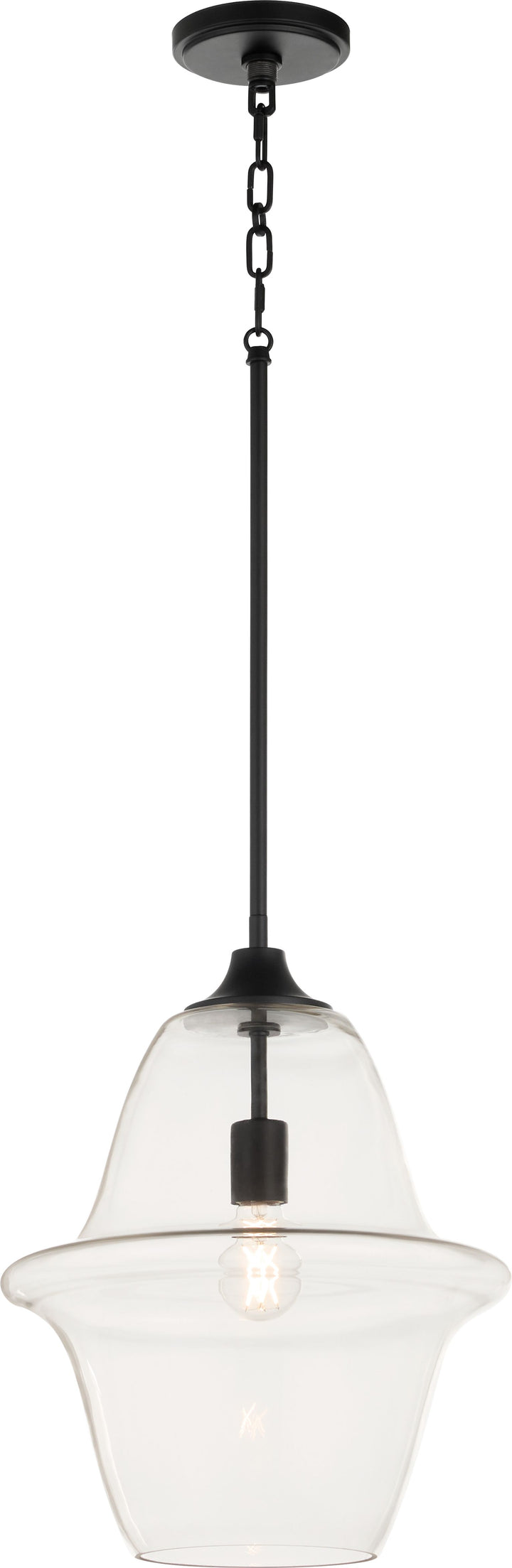 STEWART 14" Clear Pendant - Matte Black