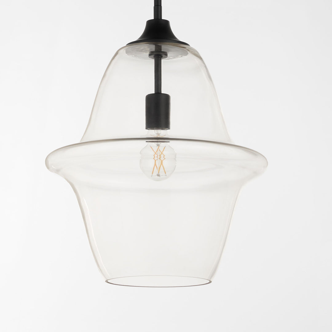STEWART 14" Clear Pendant - Matte Black