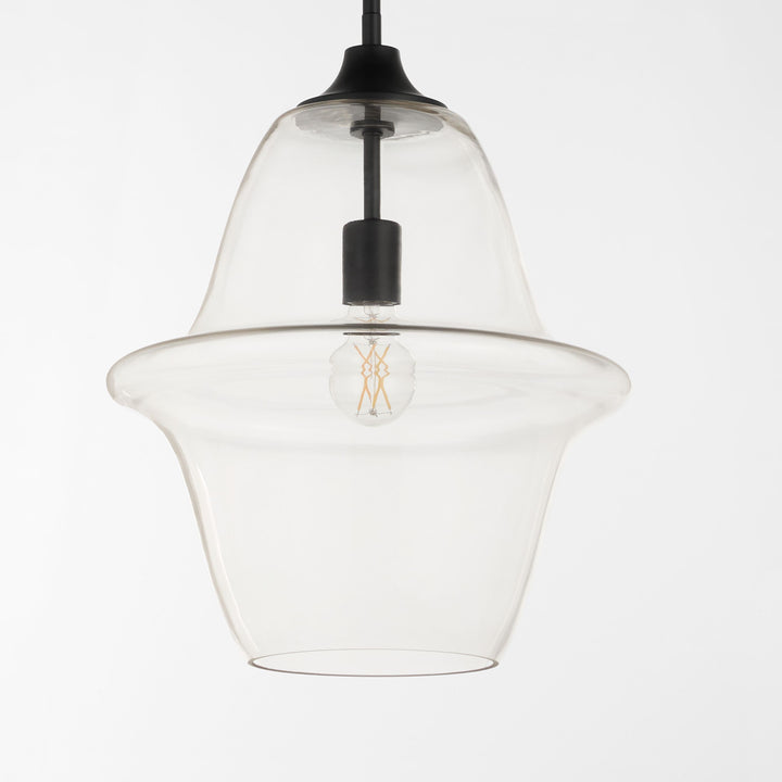 STEWART 14" Clear Pendant - Matte Black