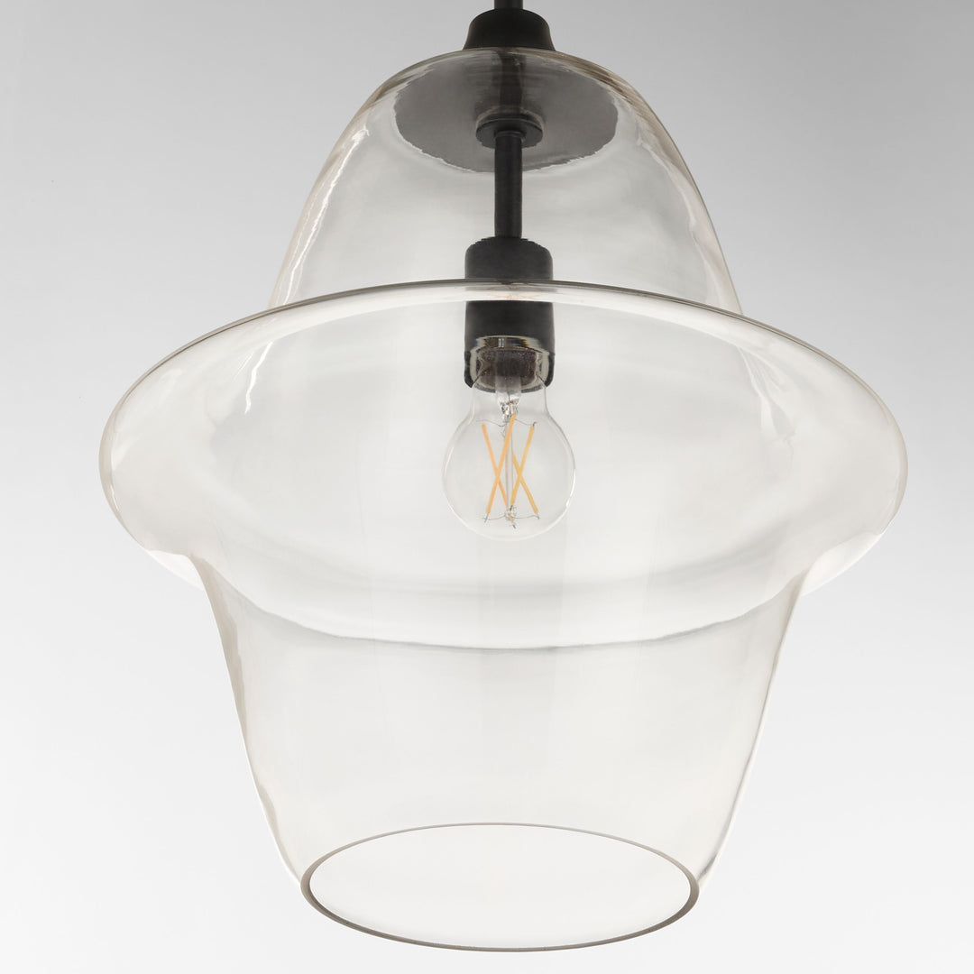 STEWART 14" Clear Pendant - Matte Black
