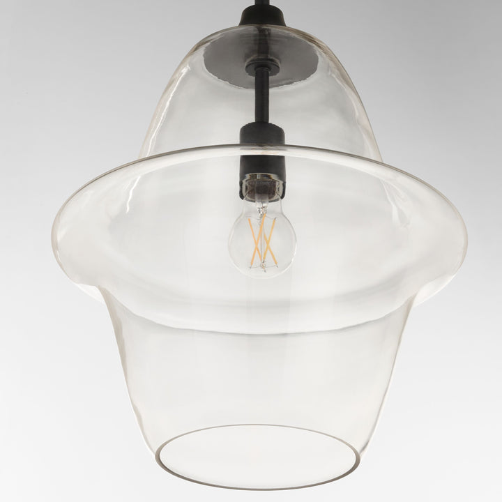STEWART 14" Clear Pendant - Matte Black