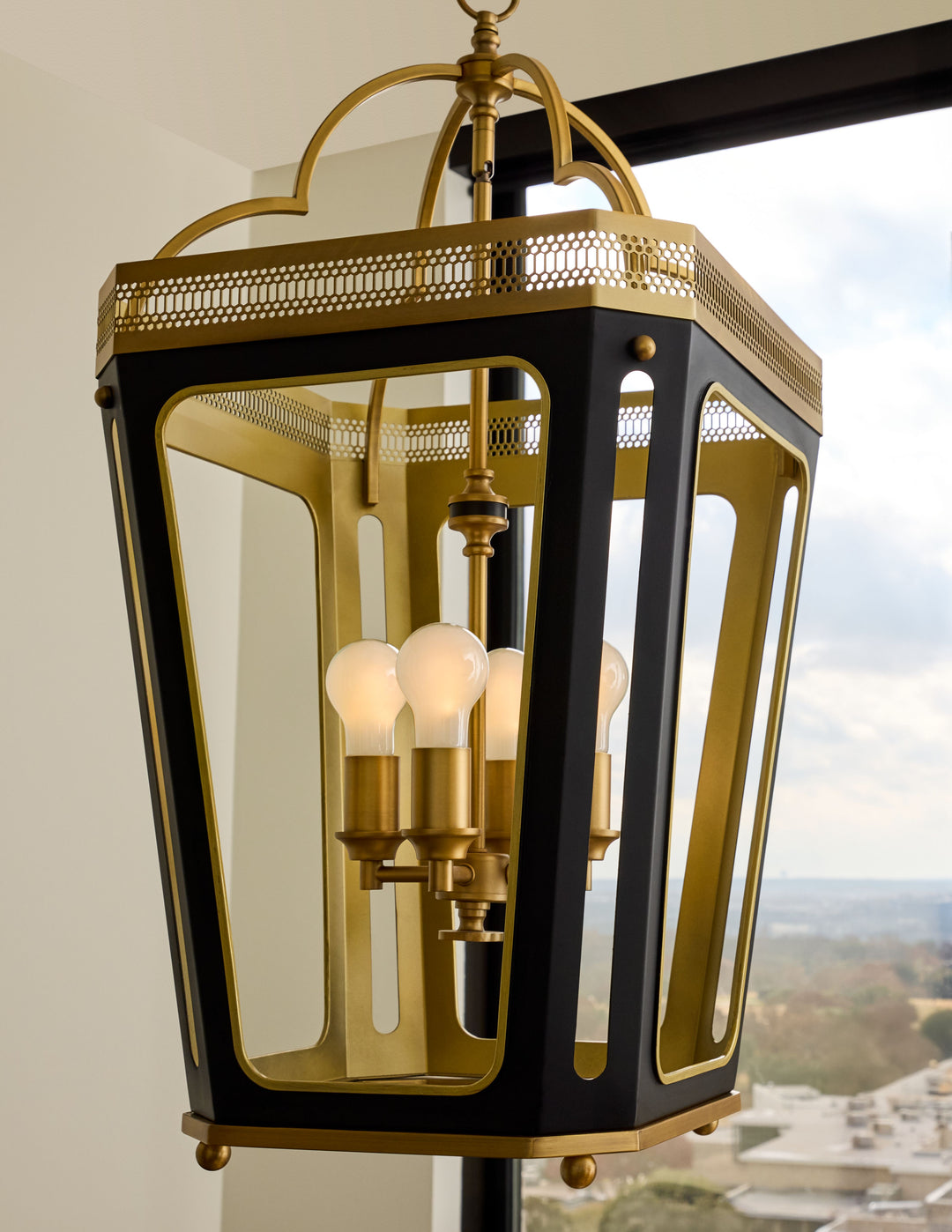 LOIRE 4-Light Pendant - Matte Black / Brushed Brass