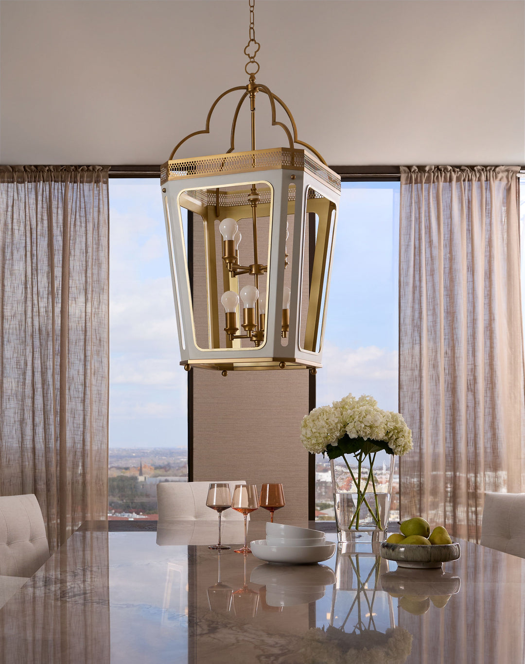 LOIRE 8-Light Pendant - Studio White / Brushed Brass