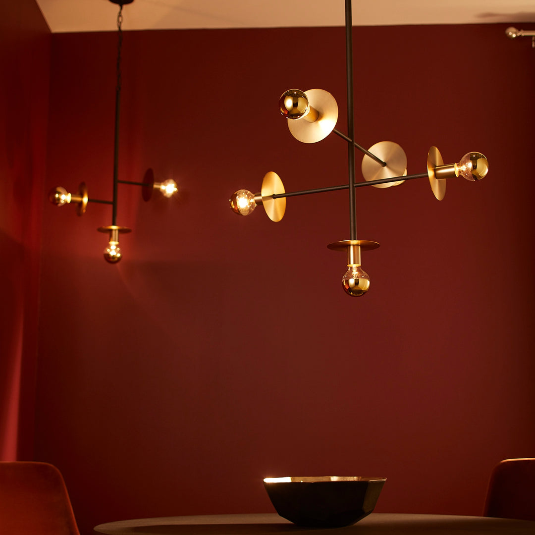 Voyager 3 Light Pendant - Textured Black | Aged Brass