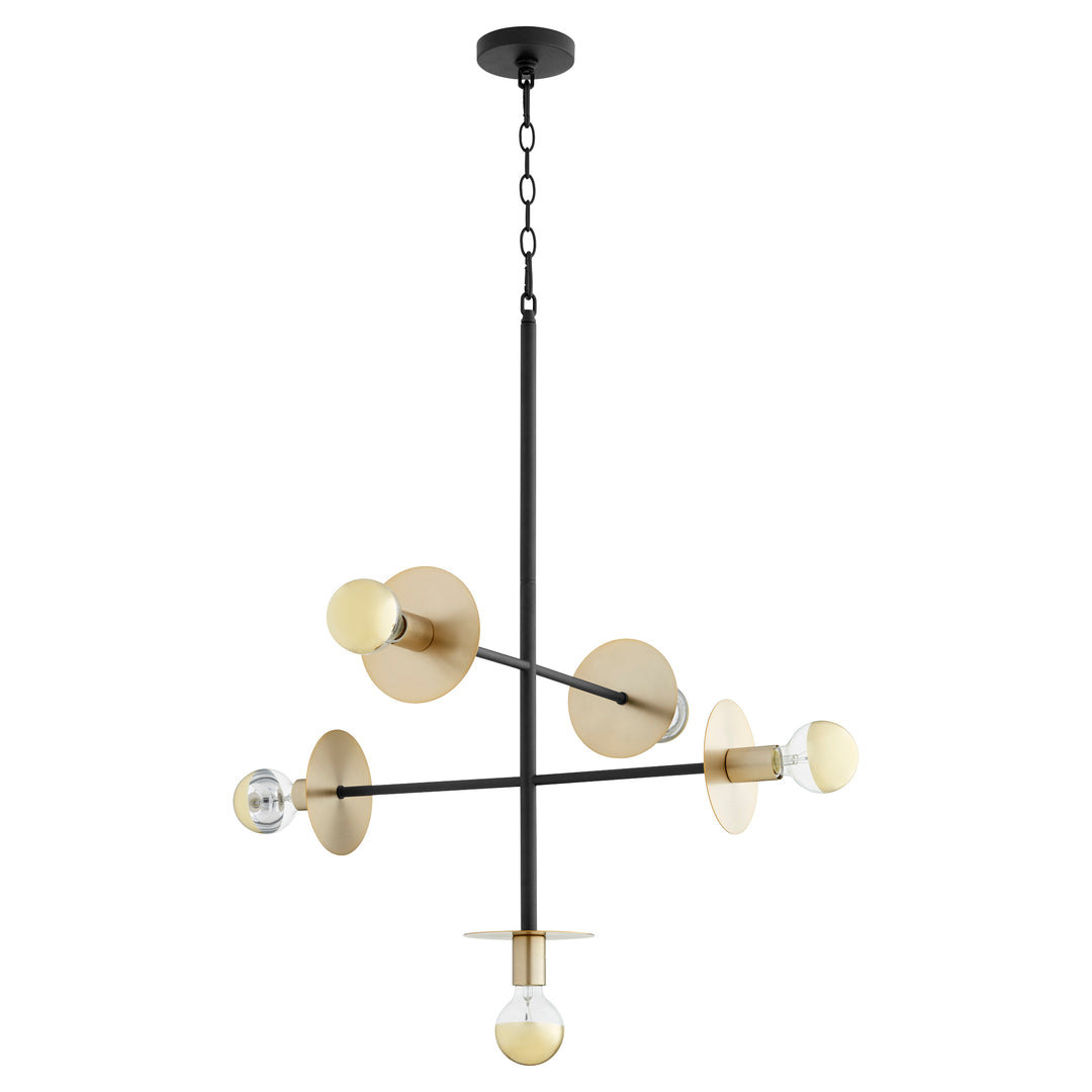 VOYAGER 5 Light Pendant - Black/Aged Brass