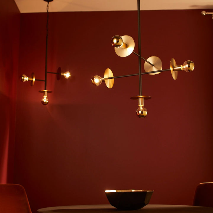 VOYAGER 5 Light Pendant - Black/Aged Brass