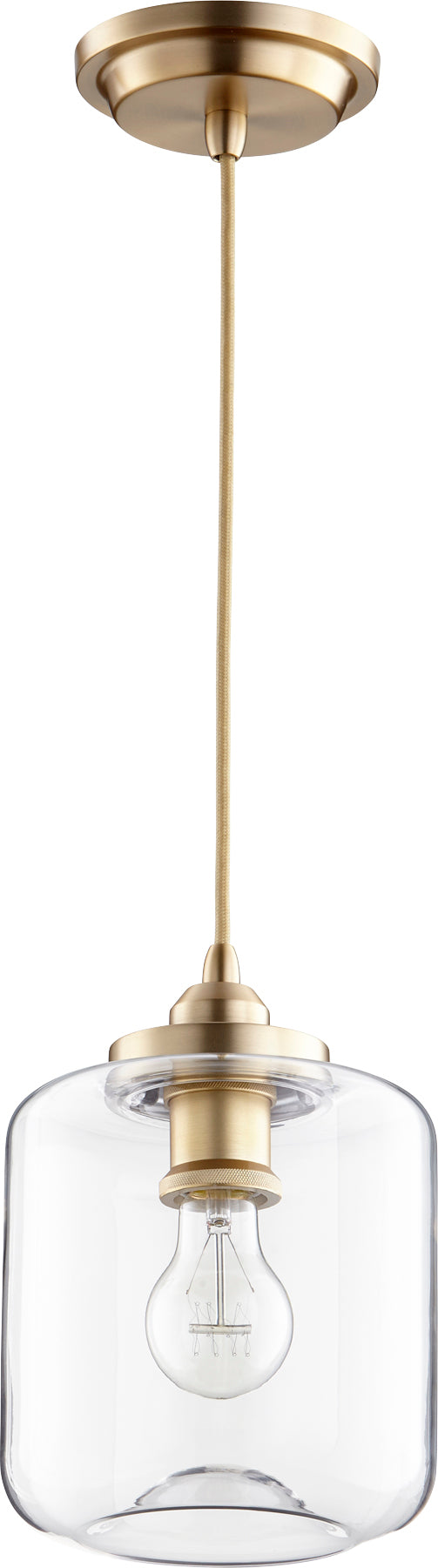 Clear Pendant 7" - Aged Brass