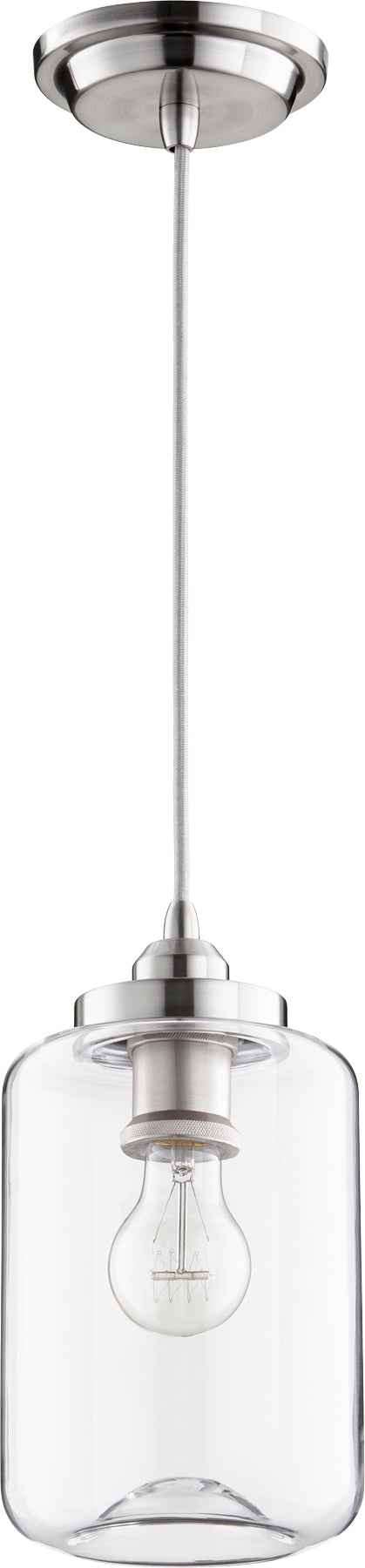 Clear Pendant 6" - Satin Nickel