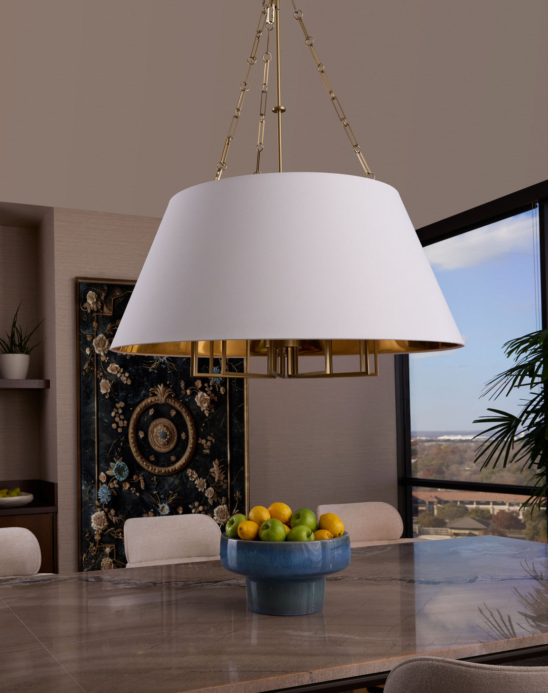 KARNES 42" 12-Light Pendant- Aged Brass