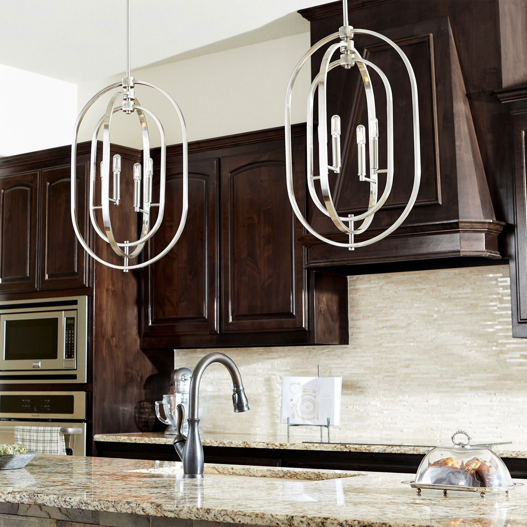 OVAL 4 Light Pendant - Satin Nickel