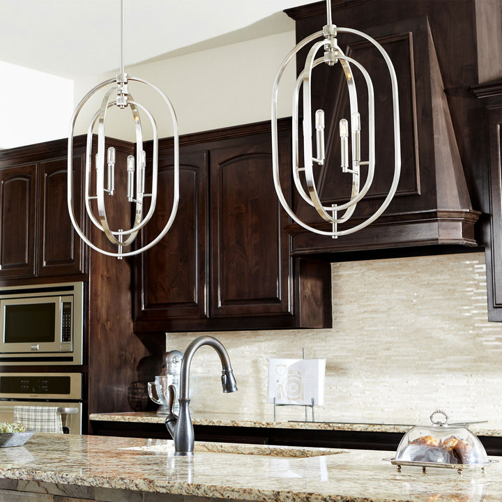 OVAL 4 Light Pendant - Satin Nickel