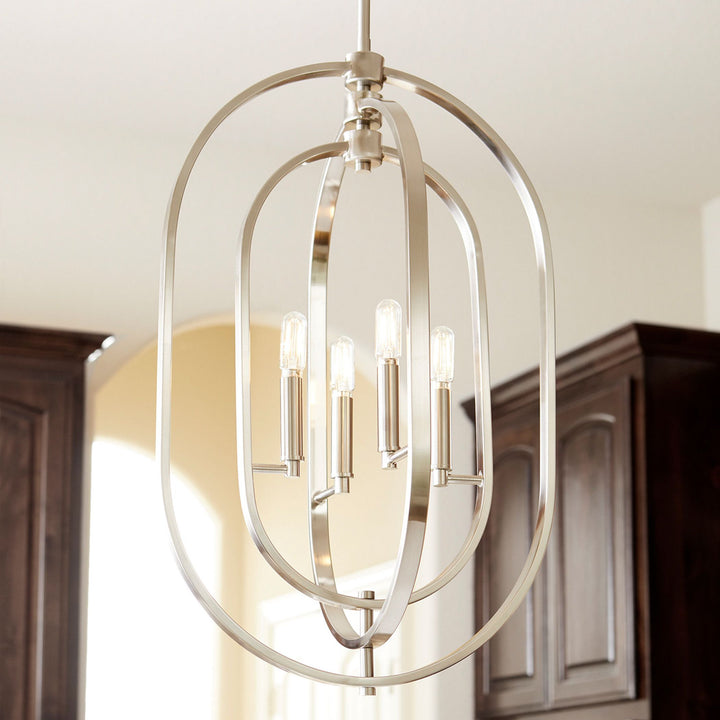 OVAL 4 Light Pendant - Satin Nickel